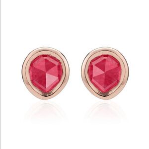 Monica Vinader Siren Stud‎ Earrings, Pink Quartz/Rose Gold, NEW IN BOX